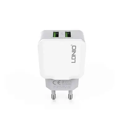 LDNIO A2202 Dual USB Ports Travel Charger with Lightning Cable